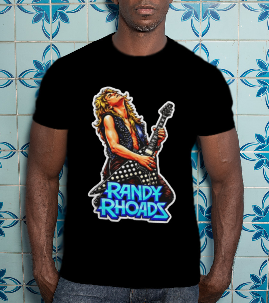 Randy Rhoads Polka Guitar Blonde Guitarist Playing T-Shirt