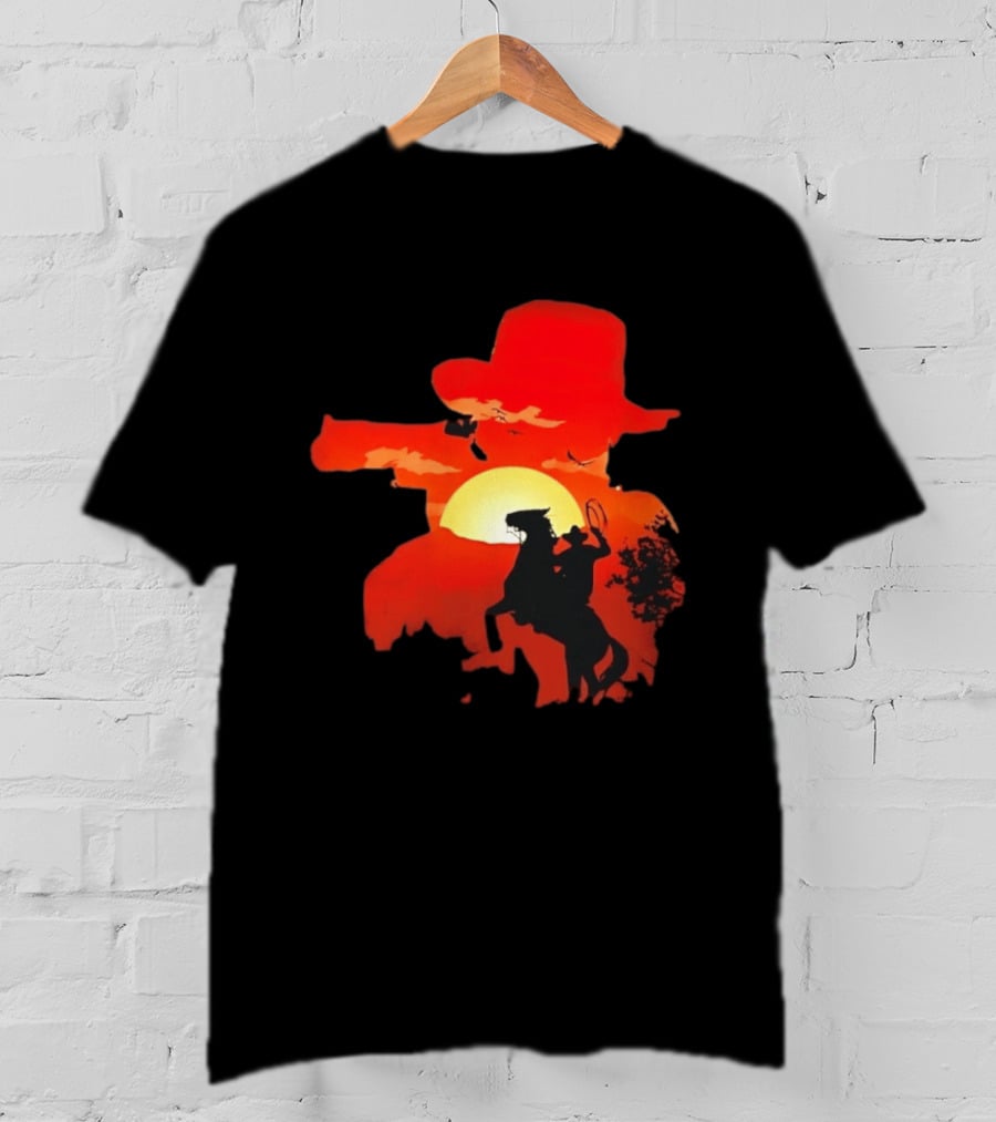 Red Dead Redemption Cowboy Sunset Western Horseback Adventure T-Shirt