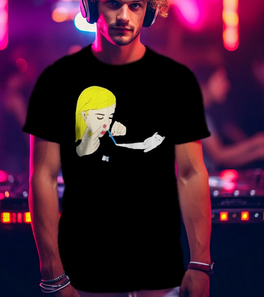 Ripndip Nermal Snorting Cat Blonde Girl Streetwear T-Shirt