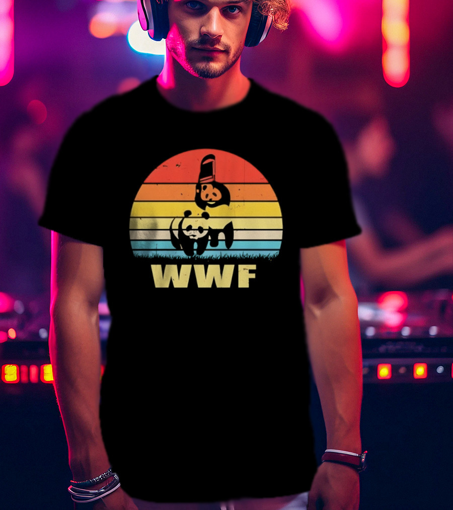 WWF Panda Retro Sunset World Wildlife Fund T-Shirt