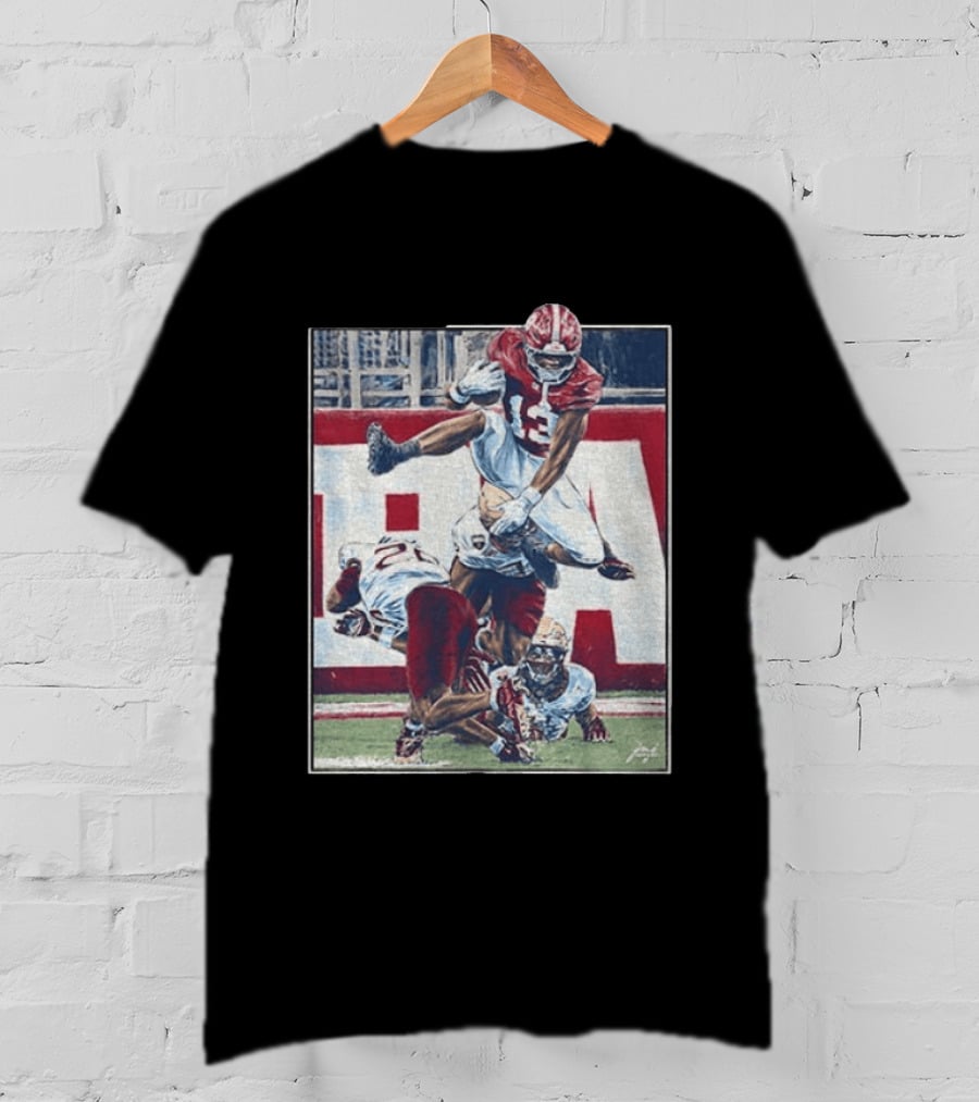 Alabama Football EJ Crowell Leaping Over Noles Defenders T-Shirt