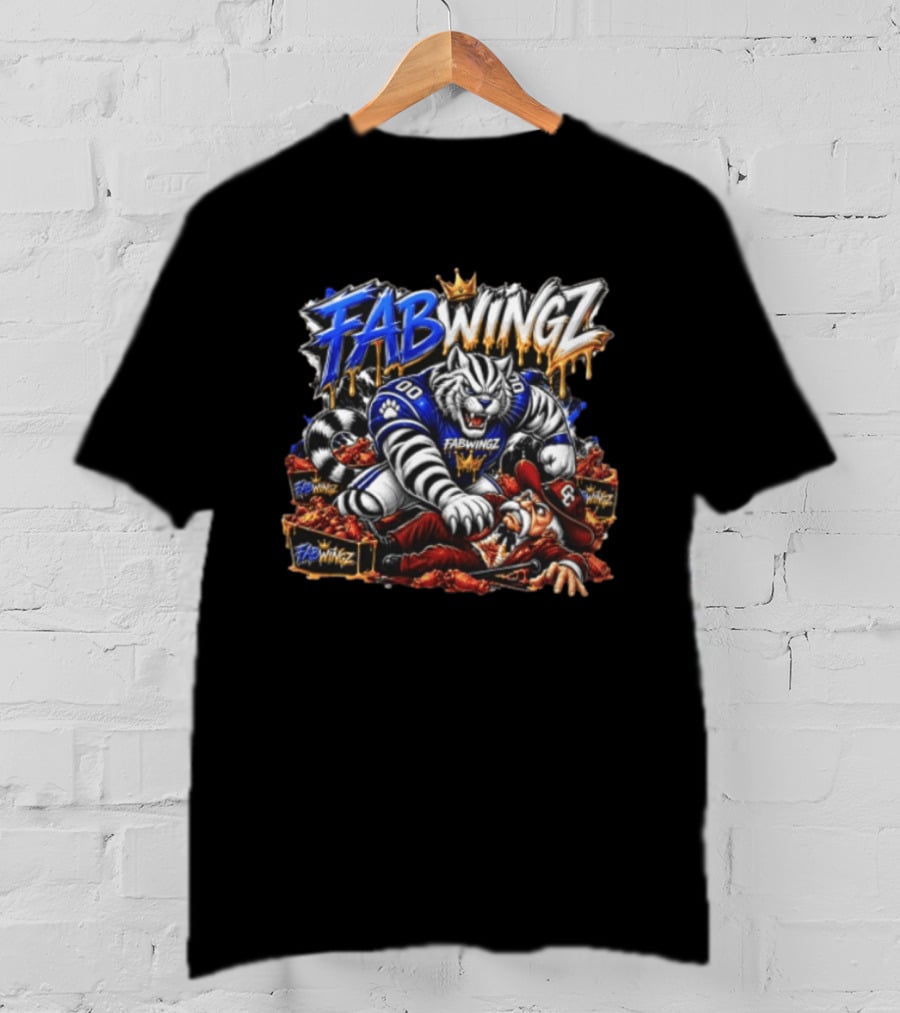 FABWINGZ 00 Tiger Vs Old Cowboy In Chicken Wings Battle T-Shirt