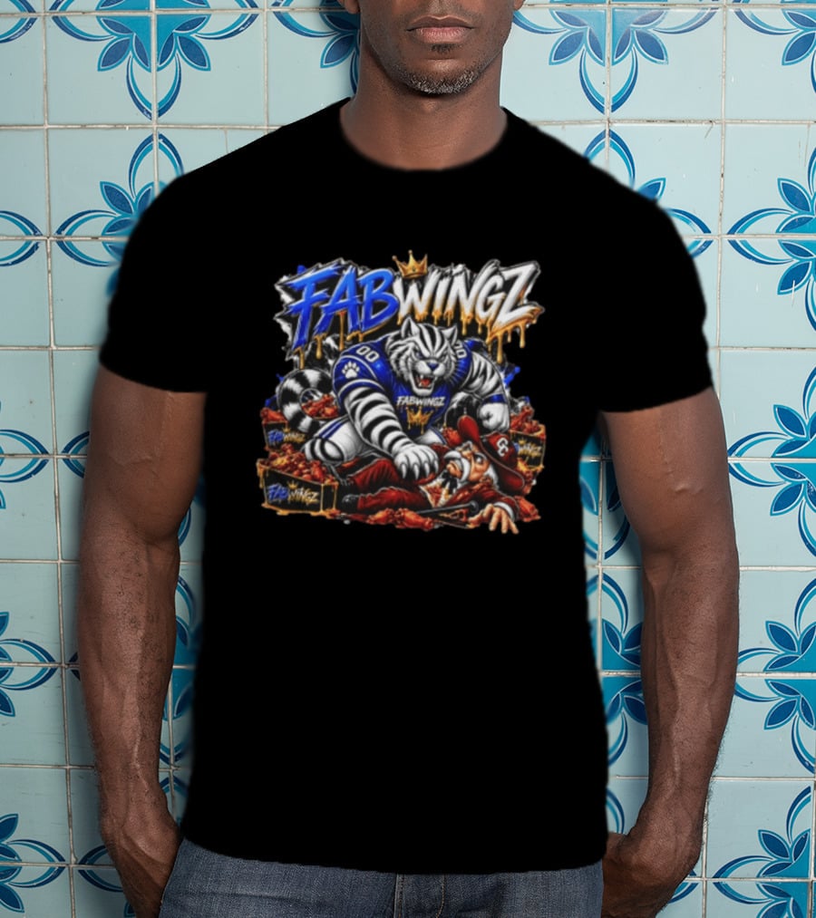FABWINGZ 00 Tiger Vs Old Cowboy In Chicken Wings Battle T-Shirt