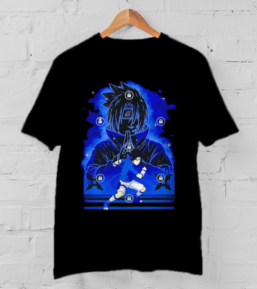 Sasuke Uchiha Naruto Anime Ninja Sharingan Chidori Jutsu T-Shirt