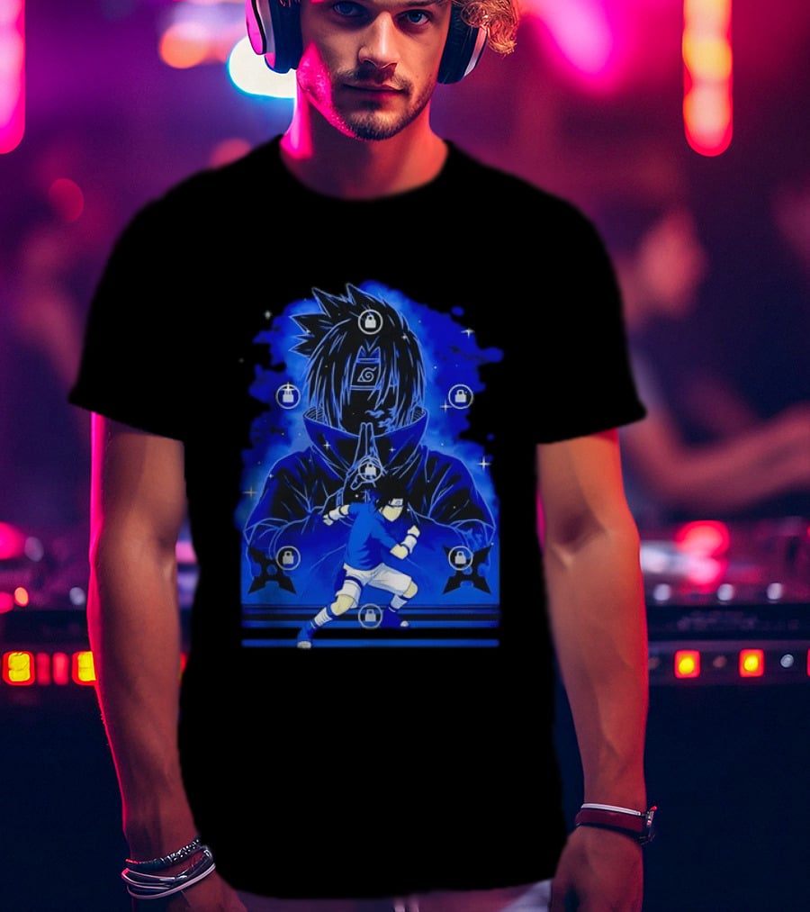 Sasuke Uchiha Naruto Anime Ninja Sharingan Chidori Jutsu T-Shirt