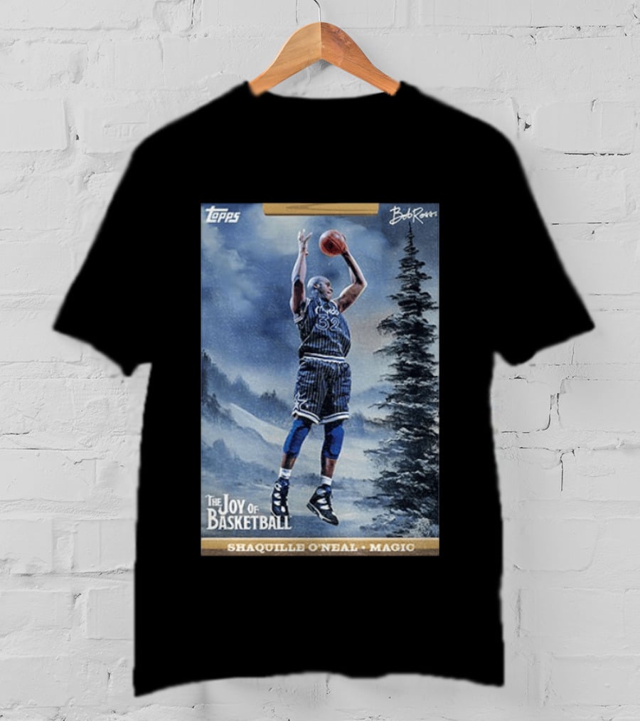 Shaquille O'Neal Magic Topps Bob Ross The Joy Of Basketball Card T-Shirt
