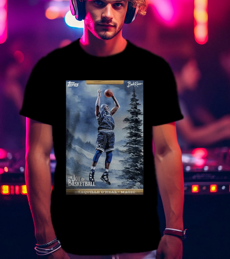 Shaquille O'Neal Magic Topps Bob Ross The Joy Of Basketball Card T-Shirt