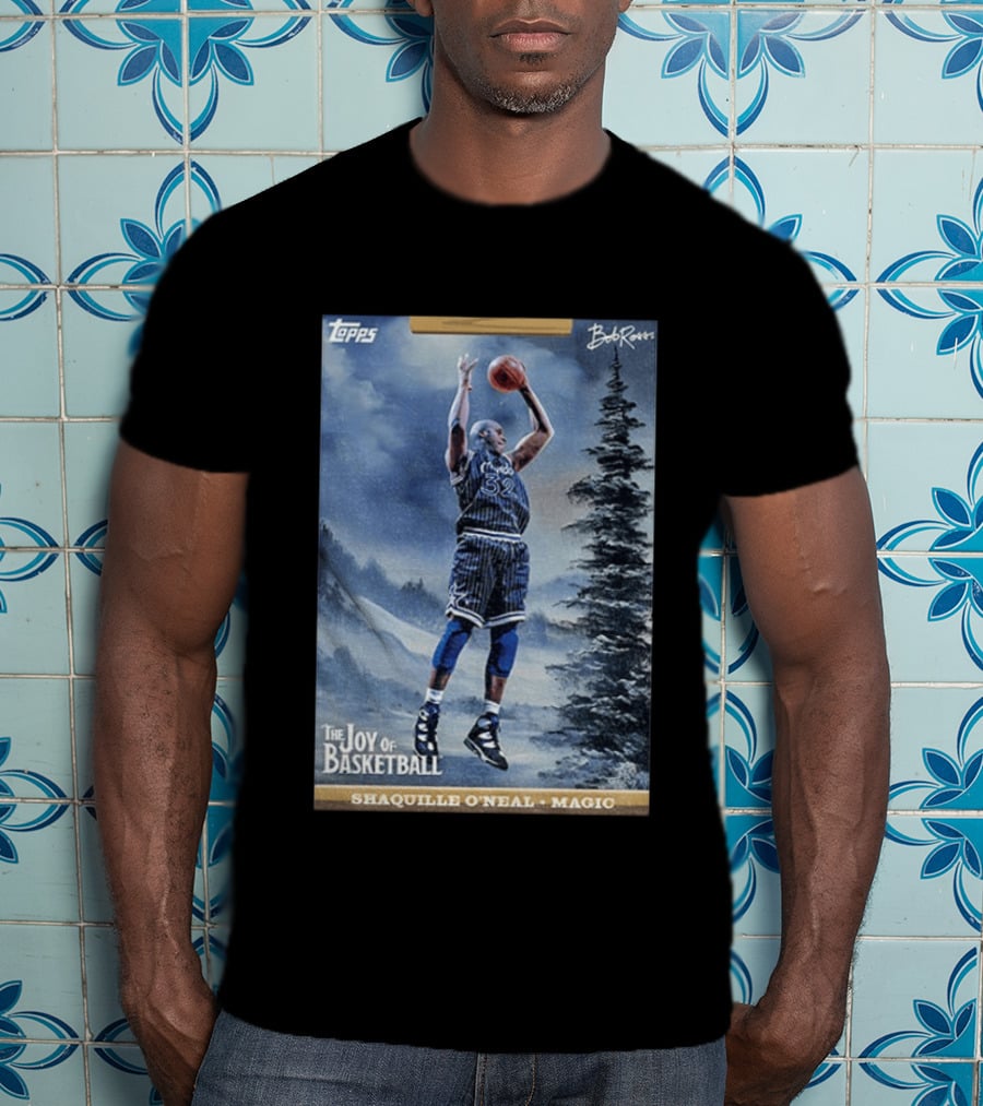 Shaquille O'Neal Magic Topps Bob Ross The Joy Of Basketball Card T-Shirt
