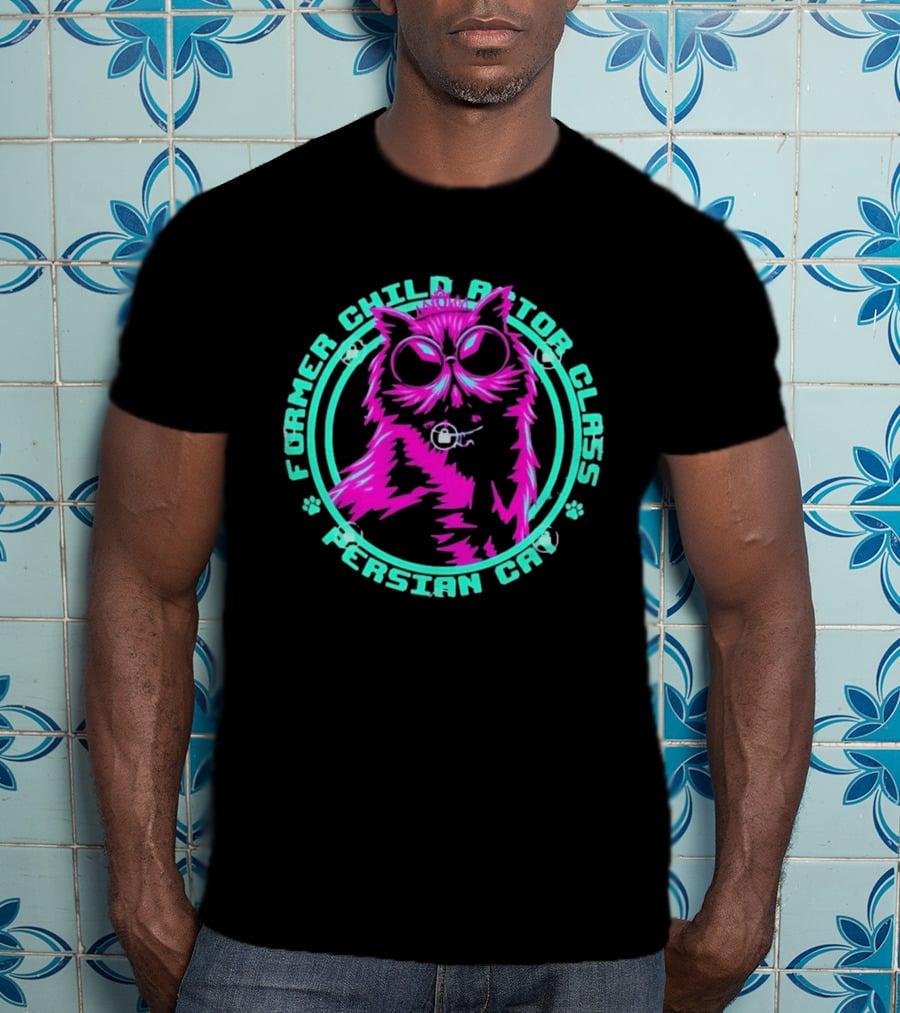 Former Child Actor Class Persian Cat Neon Crowned Kitty T-Shirt