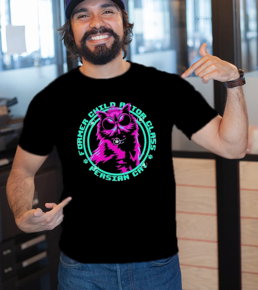 Former Child Actor Class Persian Cat Neon Crowned Kitty T-Shirt