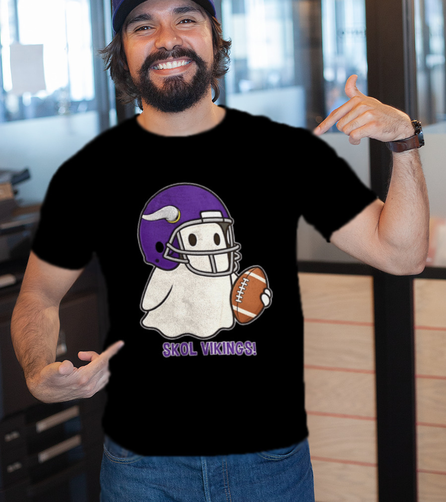 Minnesota Vikings Skol Vikings Ghost Purple Football Helmet T-Shirt