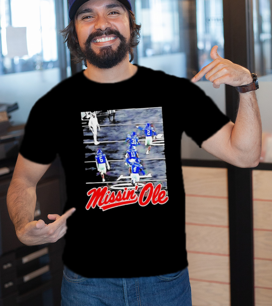 Missin' Ole Mississippi Rebels Football Players In Action T-Shirt