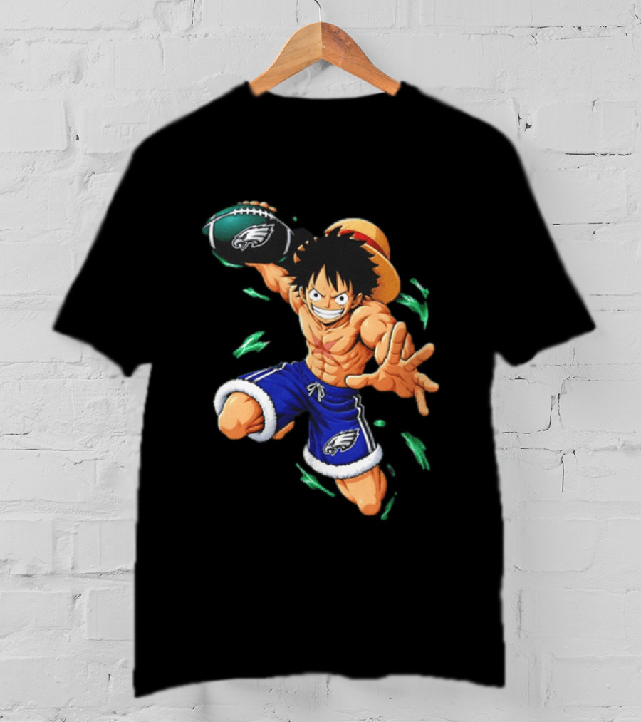 Monkey D. Luffy Philadelphia Eagles Football Anime T-Shirt