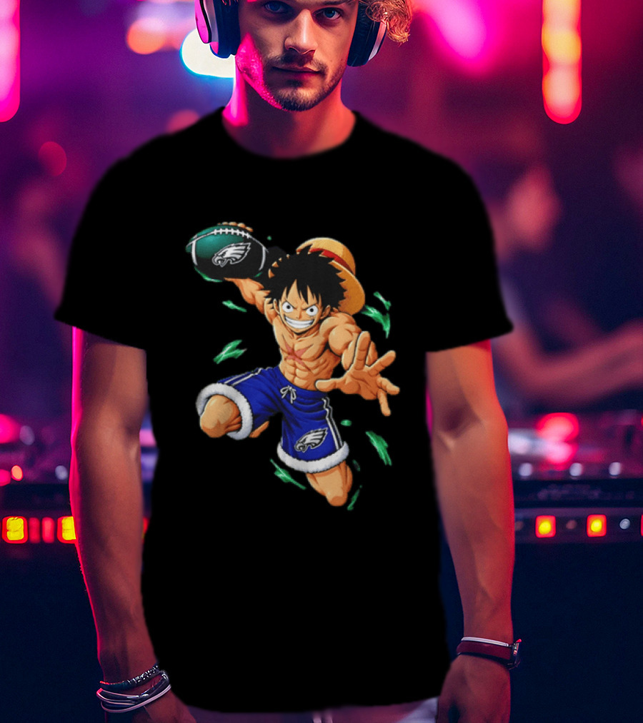 Monkey D. Luffy Philadelphia Eagles Football Anime T-Shirt
