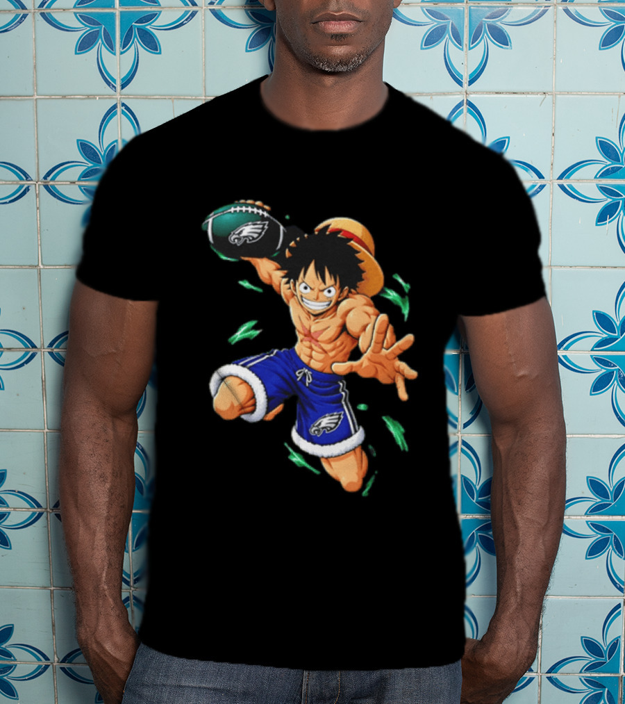 Monkey D. Luffy Philadelphia Eagles Football Anime T-Shirt