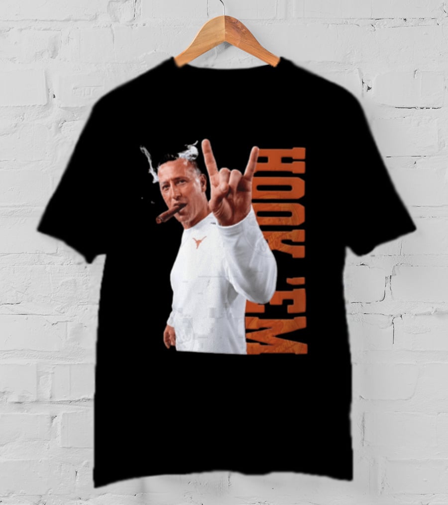 Steve Sarkisian Texas Longhorns NCAA Hook Em Smoking Cigar T-Shirt