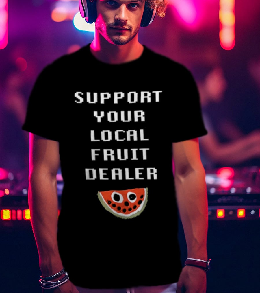 Support Your Local Fruit Dealer Pixelated Watermelon Slice T-Shirt