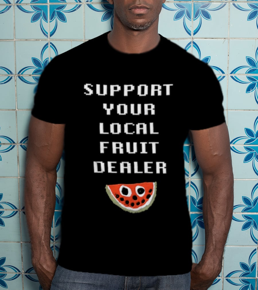 Support Your Local Fruit Dealer Pixelated Watermelon Slice T-Shirt
