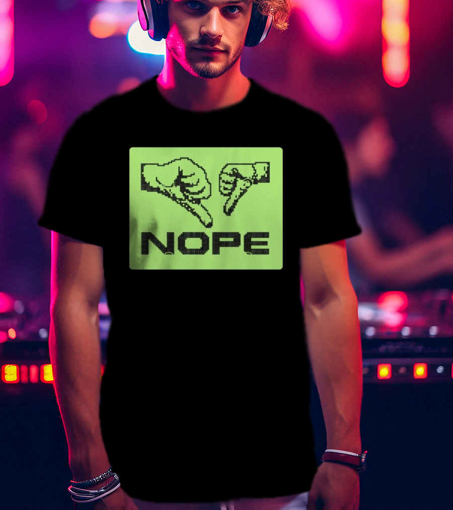 Nope Thumbs Down Pixel Art Dislike Expression T-Shirt
