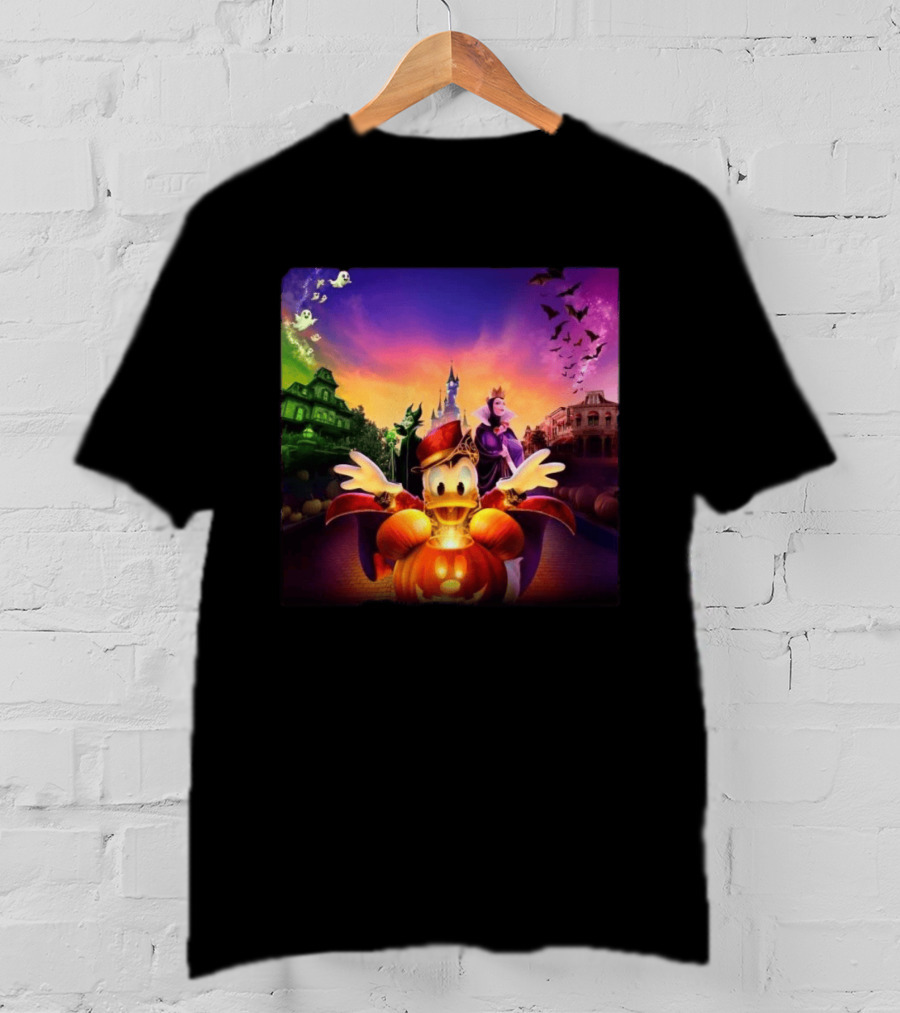 2026 Disney Halloween Festival Disneyland Paris With Haunted Mansion And Donald Duck T-Shirt
