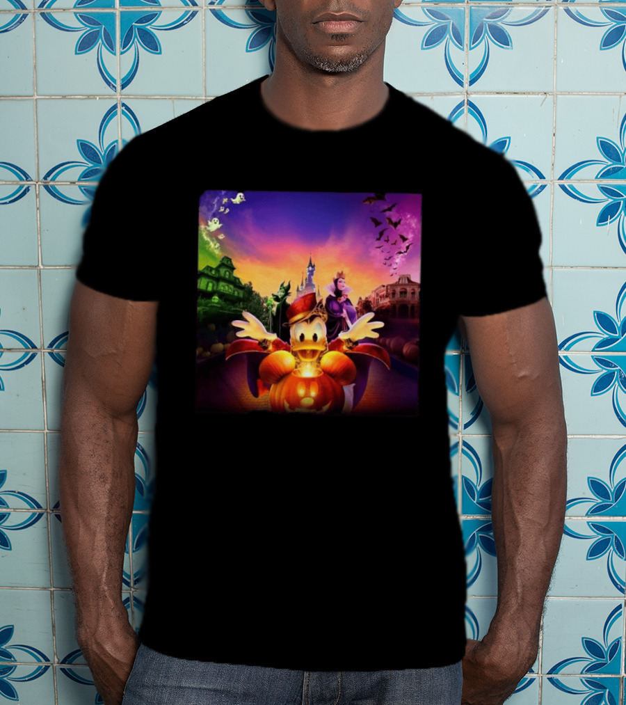 2026 Disney Halloween Festival Disneyland Paris With Haunted Mansion And Donald Duck T-Shirt