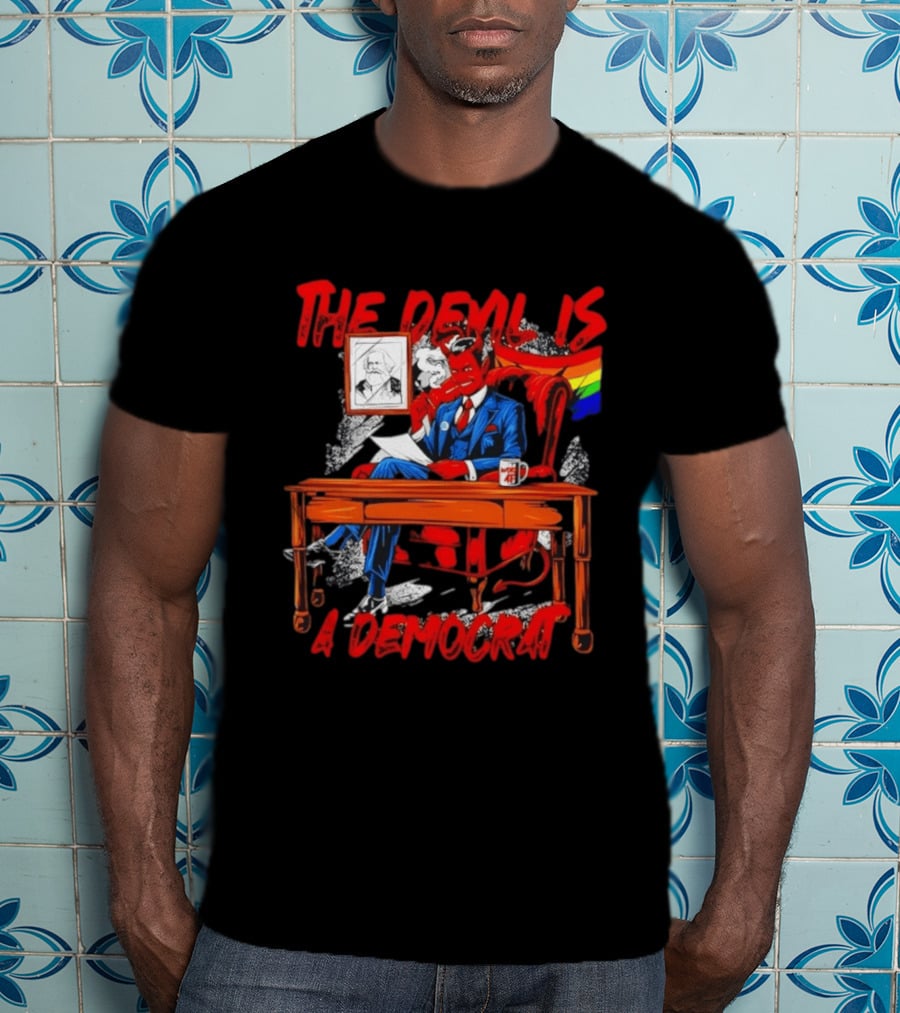 The Devil Is A Democrat With Woke AF Rainbow Flag Suit T-Shirt