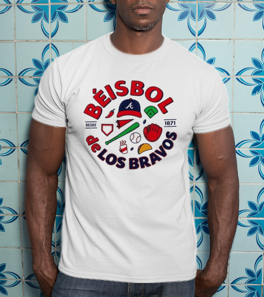 Béisbol De Los Bravos Atlanta Braves Desde 1871 Cap Glove Bat Baseball Iconography T-Shirt