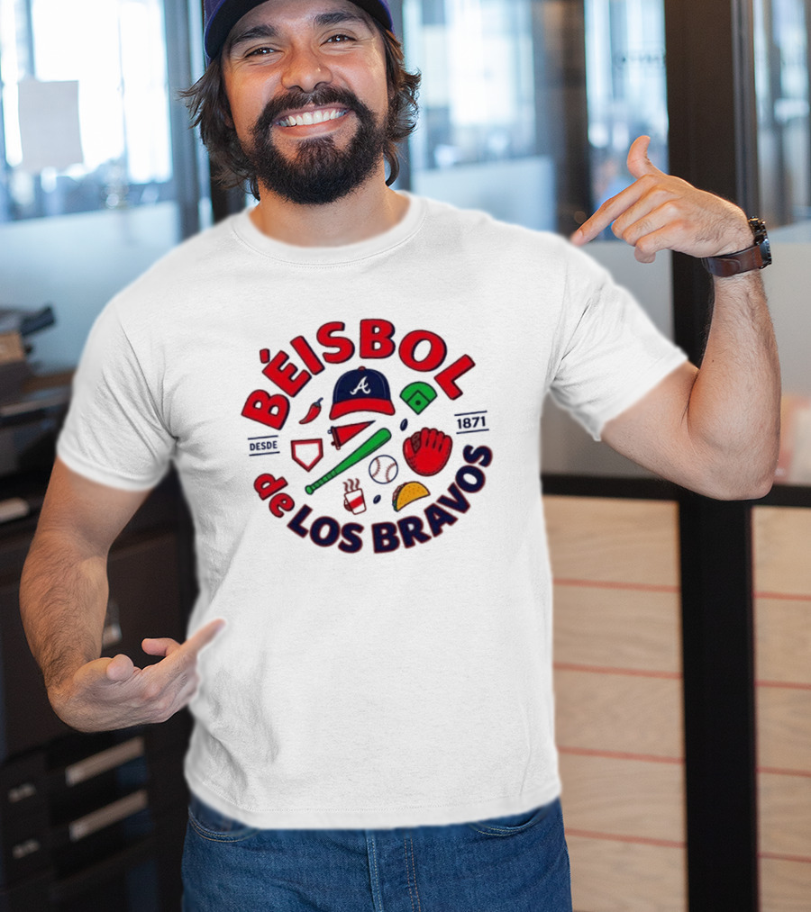 Béisbol De Los Bravos Atlanta Braves Desde 1871 Cap Glove Bat Baseball Iconography T-Shirt