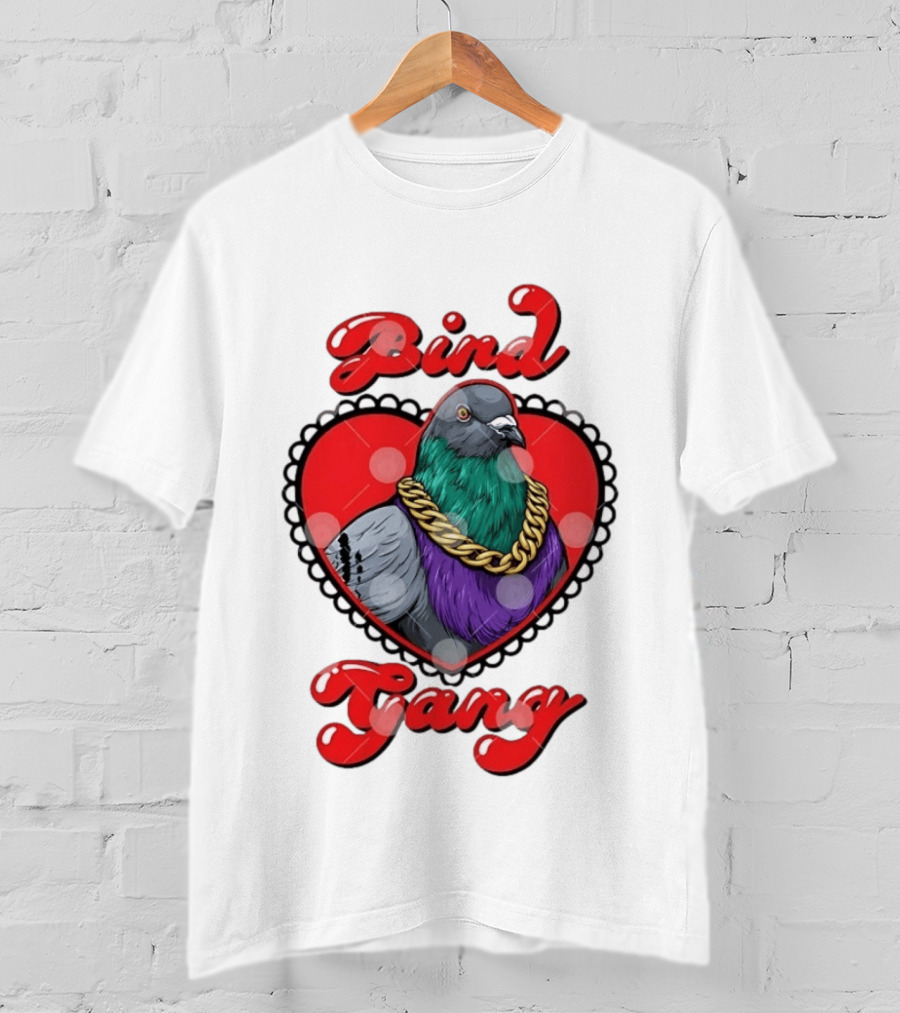 Bird Gang Pigeon With Heart Shaped Gold Chain T-Shirt