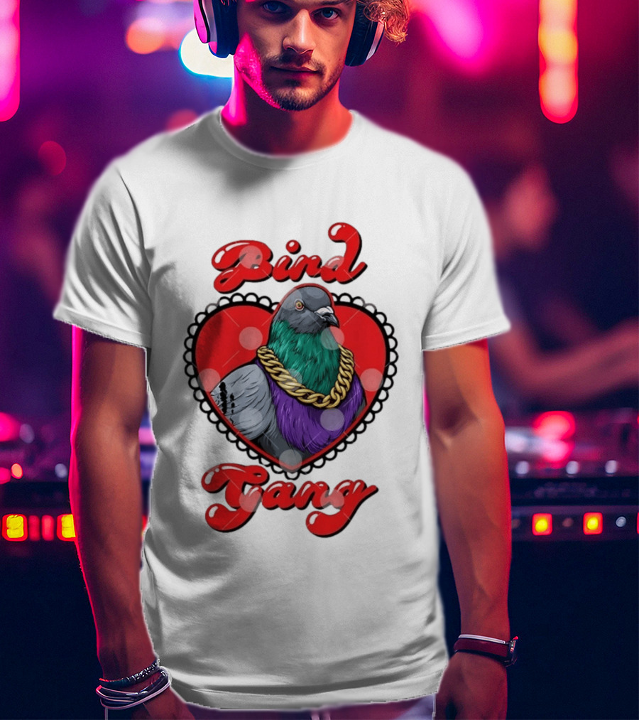 Bird Gang Pigeon With Heart Shaped Gold Chain T-Shirt