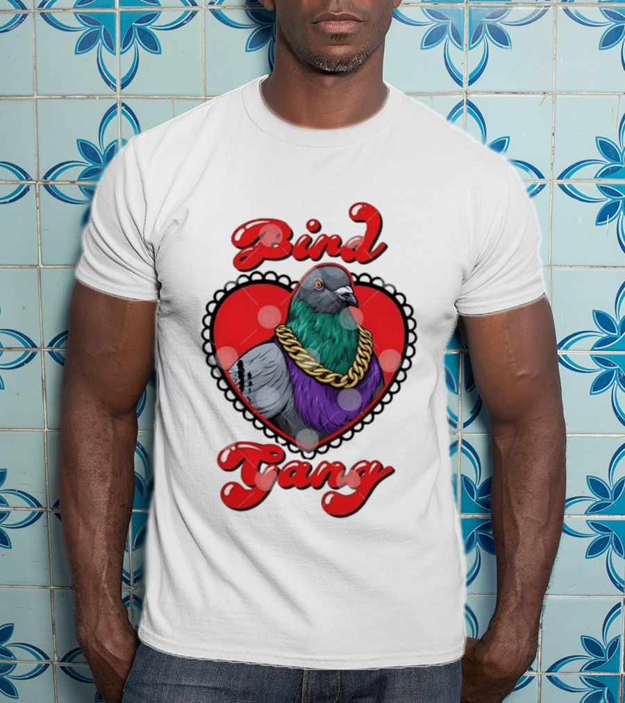 Bird Gang Pigeon With Heart Shaped Gold Chain T-Shirt