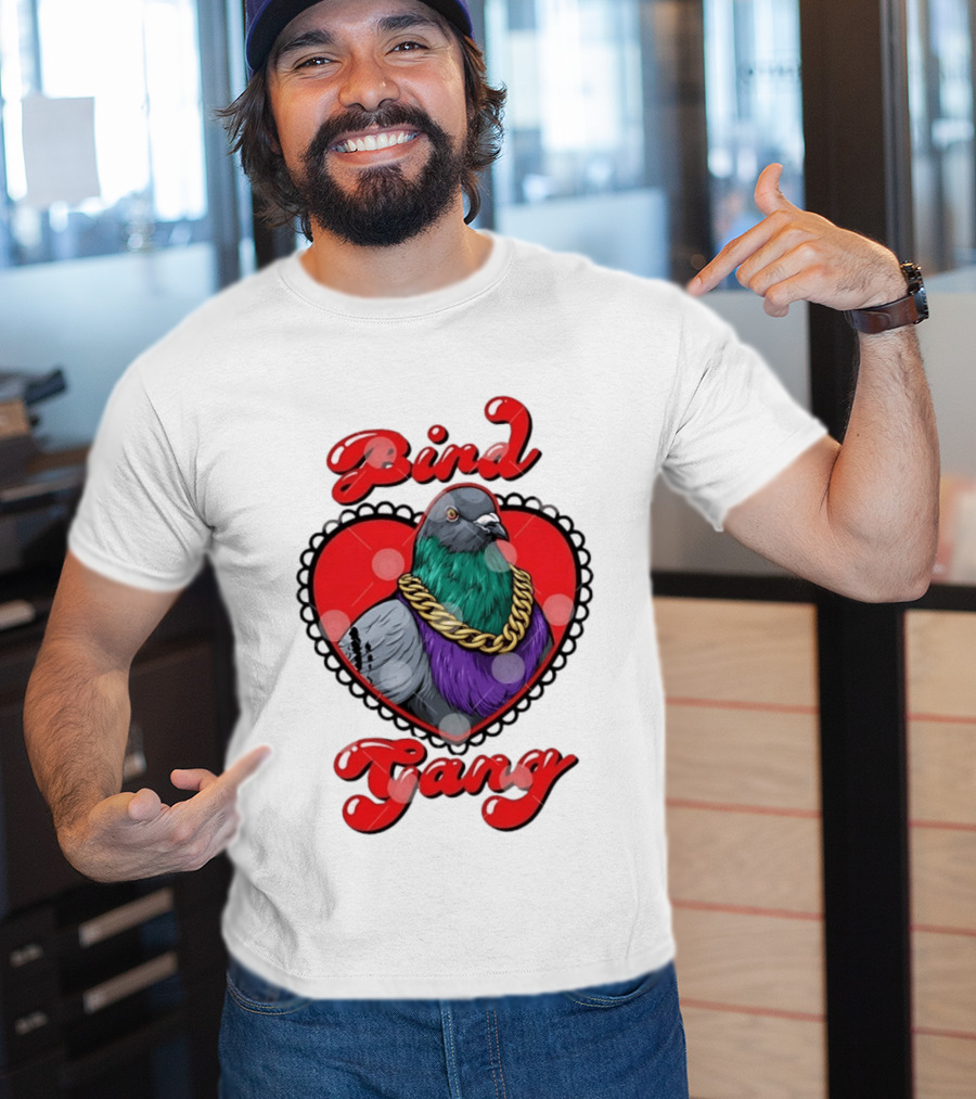 Bird Gang Pigeon With Heart Shaped Gold Chain T-Shirt