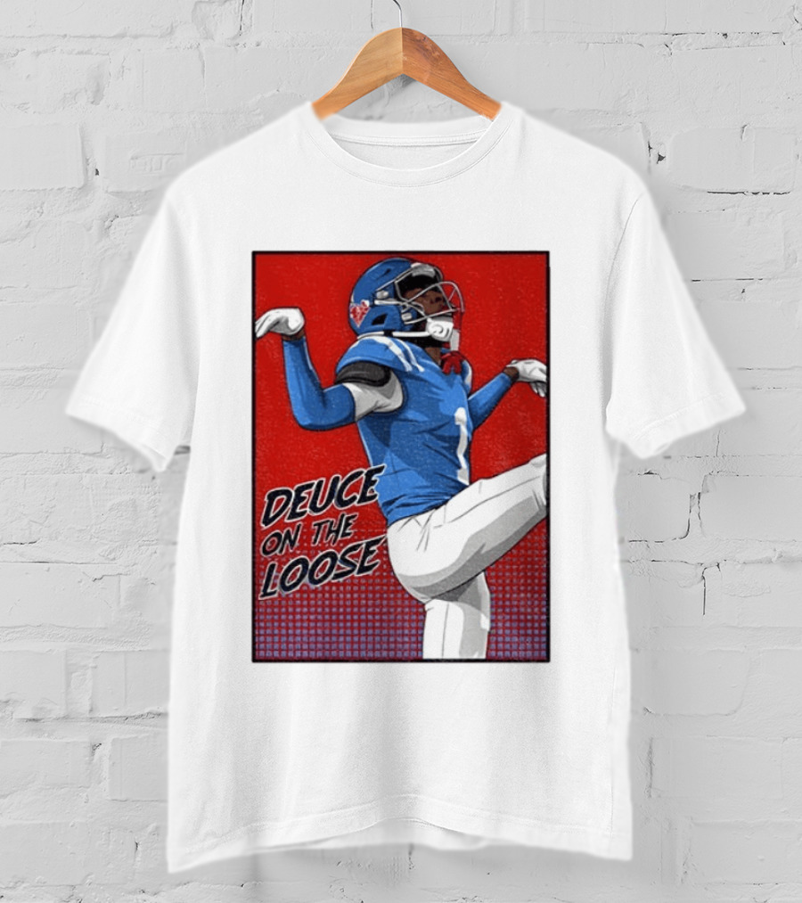 Deuce On The Loose Ole Miss Rebels Football Player Action T-Shirt