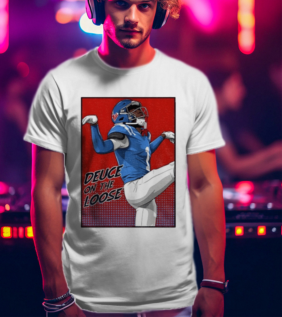 Deuce On The Loose Ole Miss Rebels Football Player Action T-Shirt