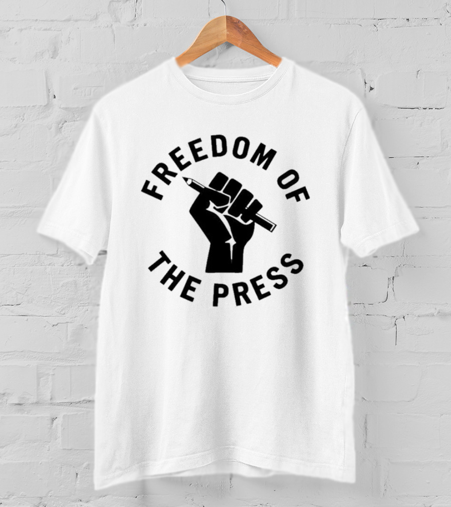 Freedom Of The Press Raised Fist Holding Pencil T-Shirt