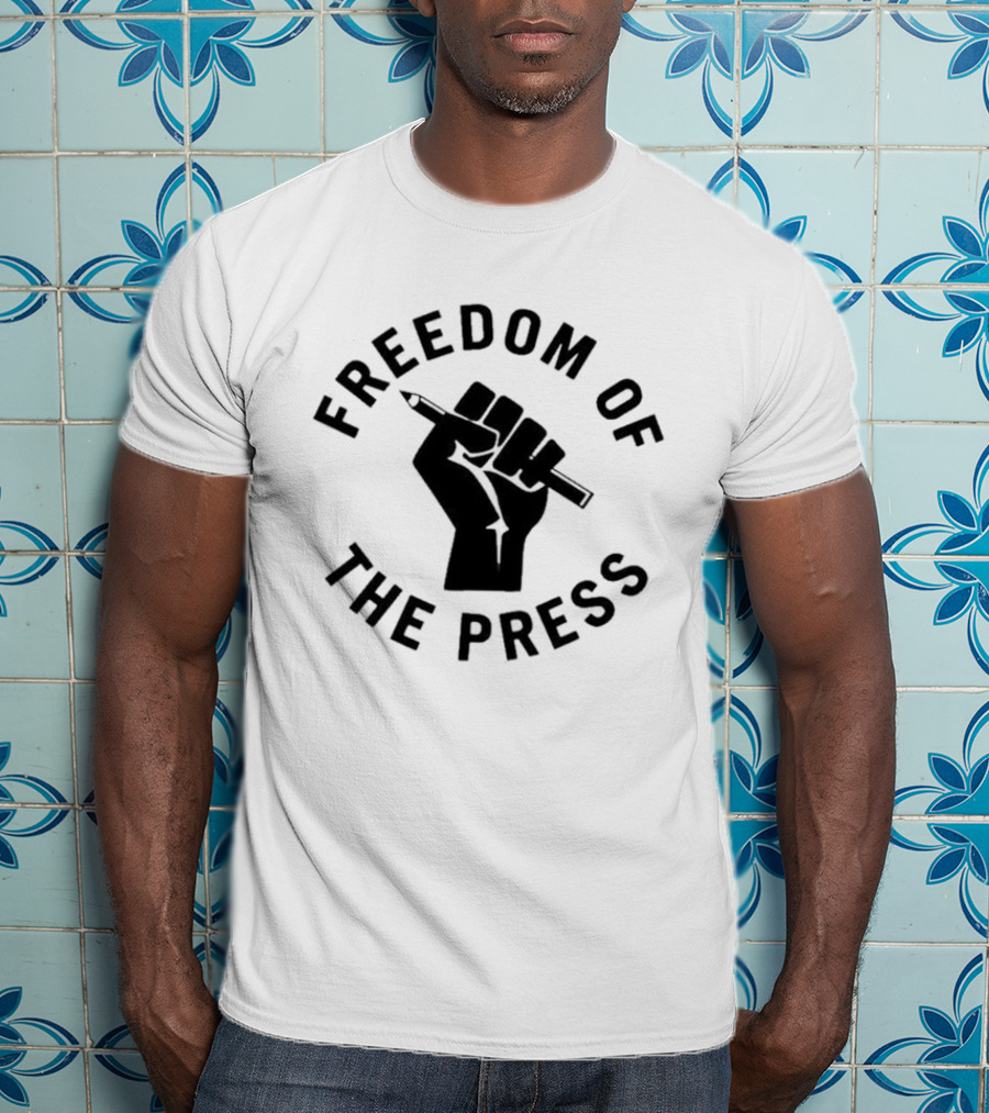Freedom Of The Press Raised Fist Holding Pencil T-Shirt