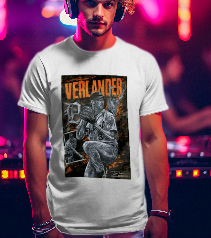 Verlander Detroit Tigers MLB Pitcher 35 Baseball T-Shirt