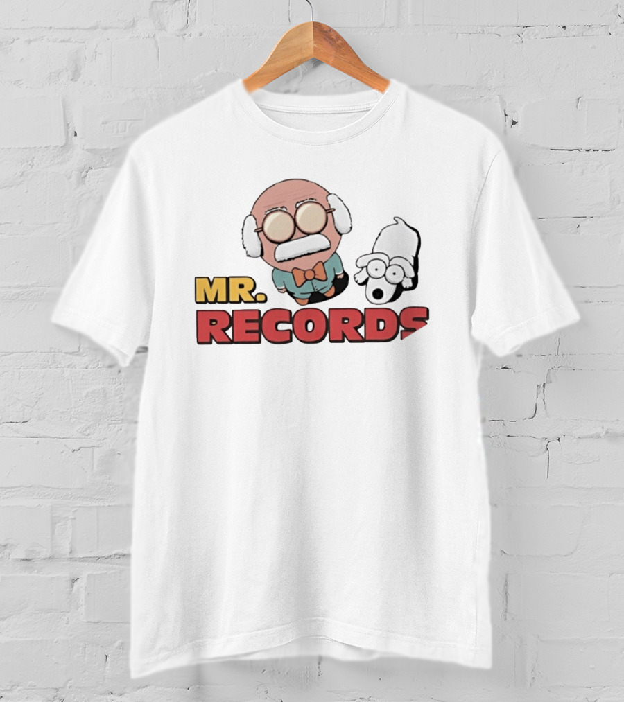 MR. RECORDS Cartoon Style Grandpa And Dog Duo T-Shirt