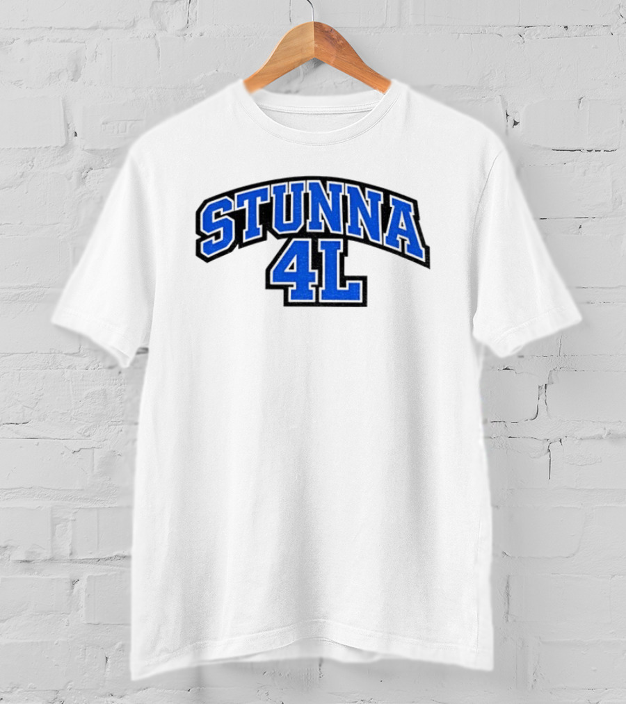 STUNNA 4L Bold Blue Arch Lettering T-Shirt