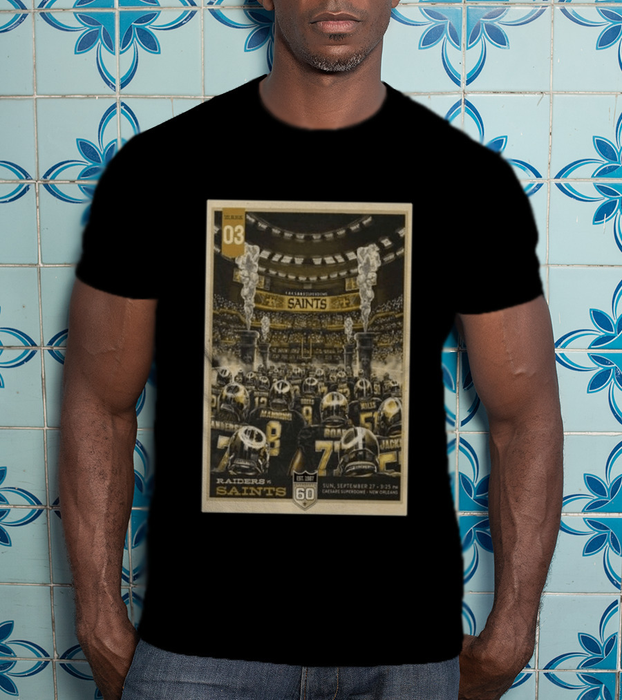 New Orleans Saints Vs Las Vegas Raiders September 27 2026 Caesars Superdome New Orleans Football Event T-Shirt