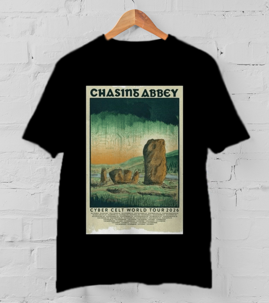 Chasin Abbey Cyber Celt World Tour 2026 Stone Circle Landscape T-Shirt