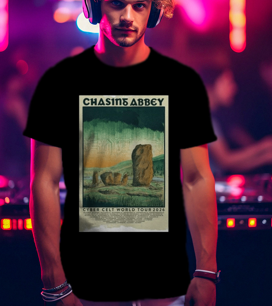 Chasin Abbey Cyber Celt World Tour 2026 Stone Circle Landscape T-Shirt