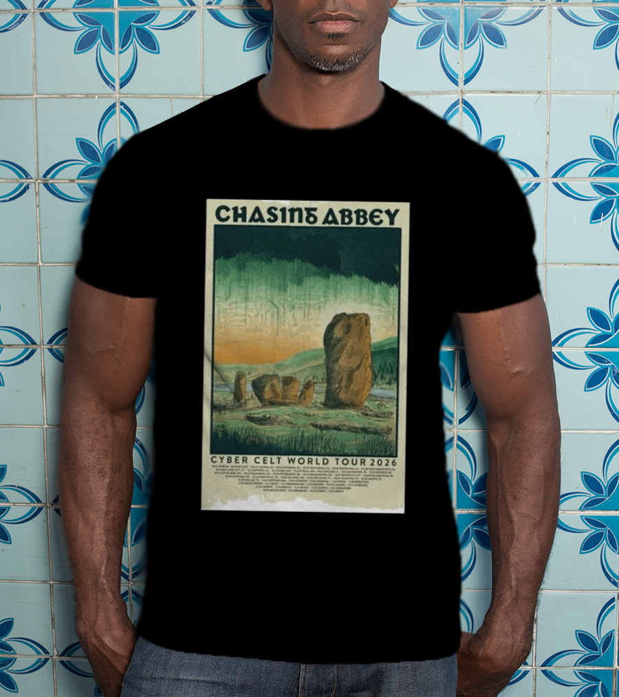 Chasin Abbey Cyber Celt World Tour 2026 Stone Circle Landscape T-Shirt