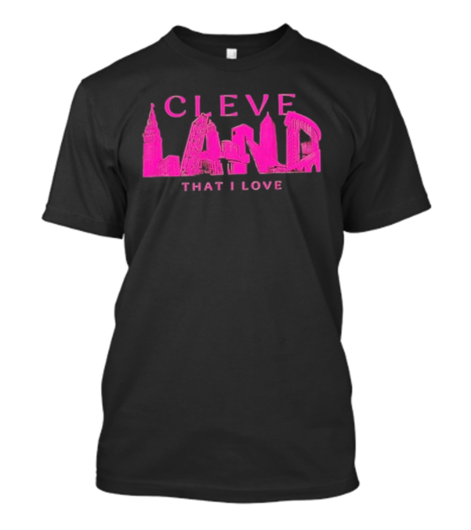 Cleveland Landmarks That I Love Pink Skyline T-Shirt