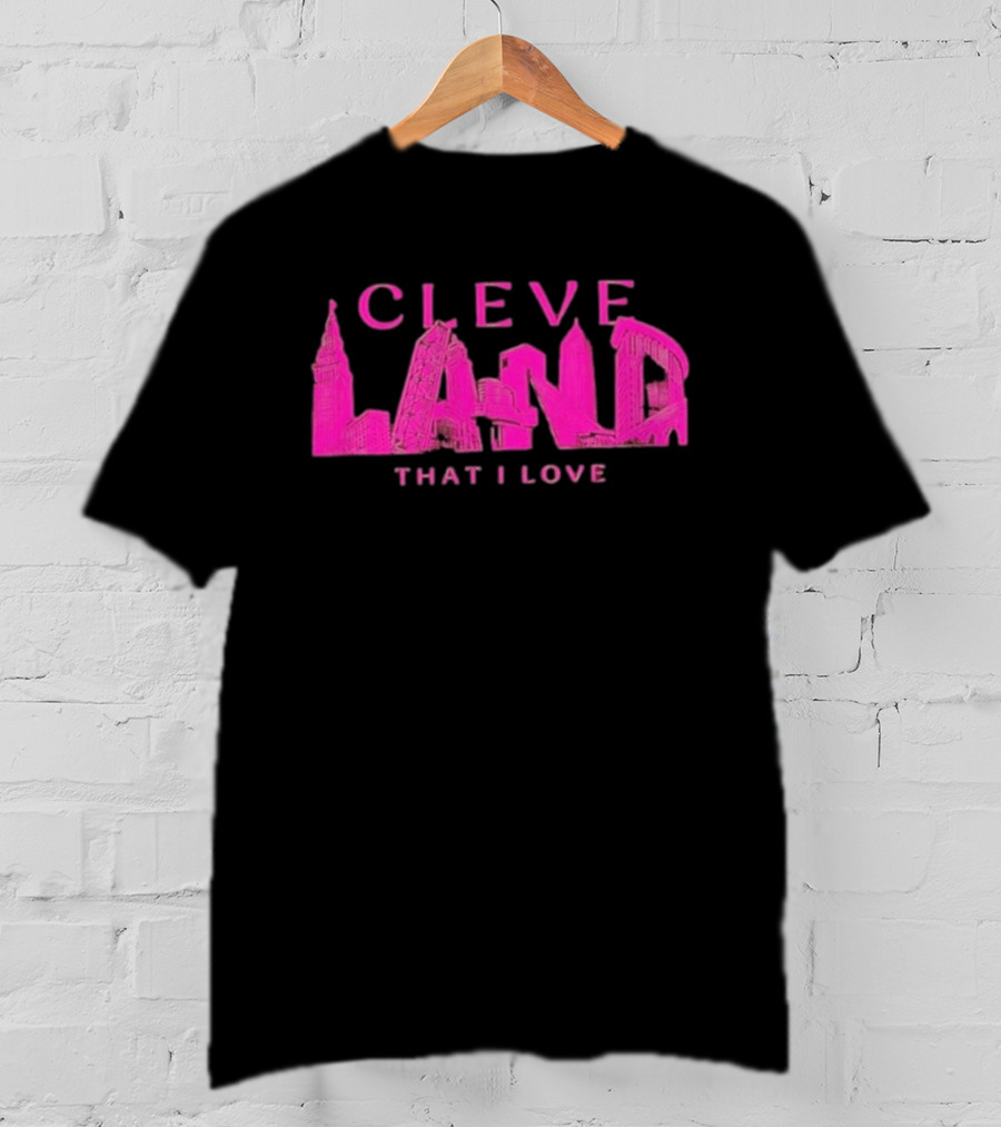 Cleveland Landmarks That I Love Pink Skyline T-Shirt