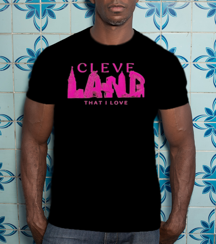 Cleveland Landmarks That I Love Pink Skyline T-Shirt