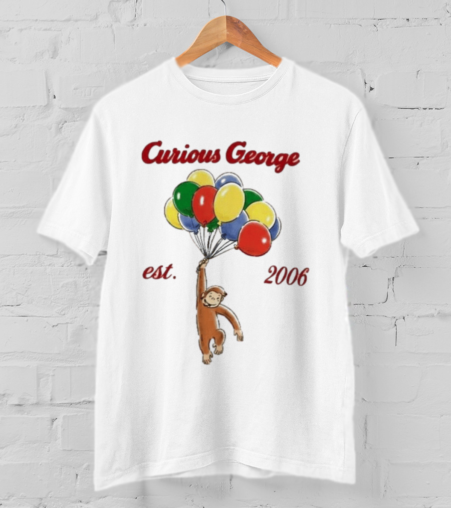 Curious George Est 2006 Balloons Vintage Style Retro Fun T-Shirt