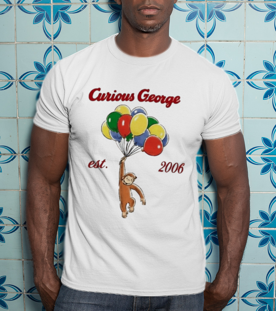 Curious George Est 2006 Balloons Vintage Style Retro Fun T-Shirt