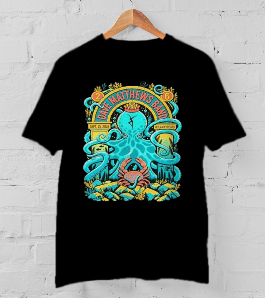Dave Matthews Band Sept 25 2026 Ocean City Maryland Festival Ocean Crab Octopus T-Shirt