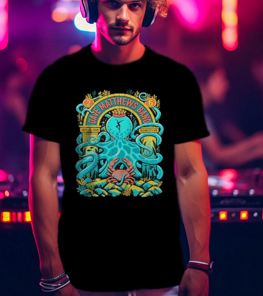 Dave Matthews Band Sept 25 2026 Ocean City Maryland Festival Ocean Crab Octopus T-Shirt